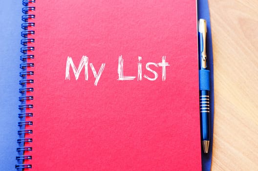 My list text concept write on notebook