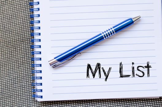 My list text concept write on notebook