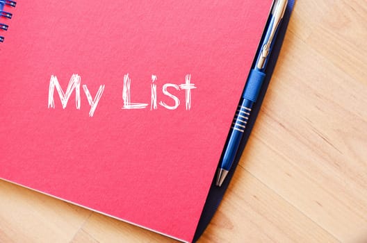 My list text concept write on notebook