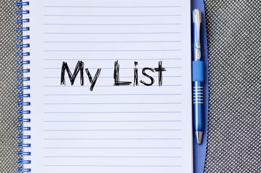 My list text concept write on notebook