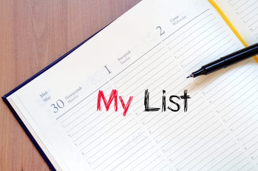 My list text concept write on notebook