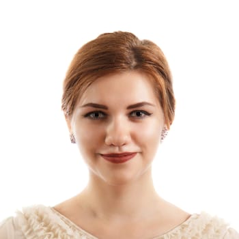 A portrait of a young woman smiling