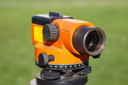 Land Surveyor equipment theodolite in construction site