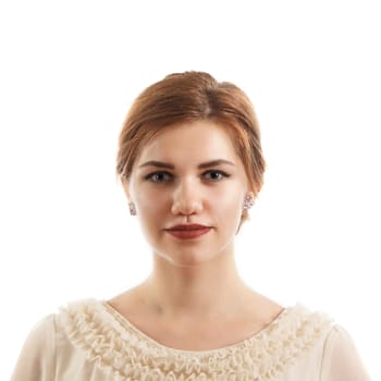 A portrait of a young female standing