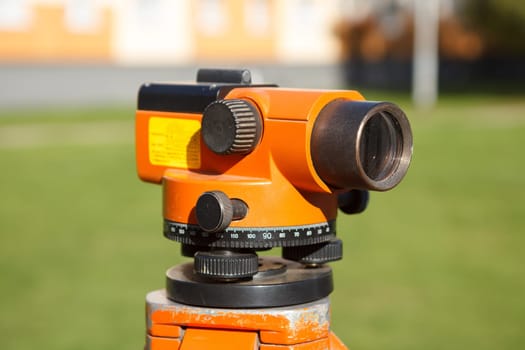 Land Surveyor equipment theodolite in construction site