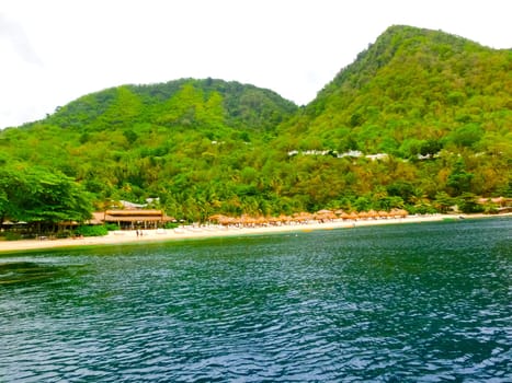 Beautiful white sand beach in Saint Lucia, Caribbean Islands
