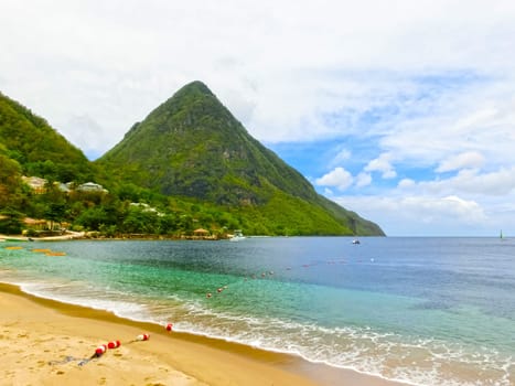 Beautiful white sand beach in Saint Lucia, Caribbean Islands