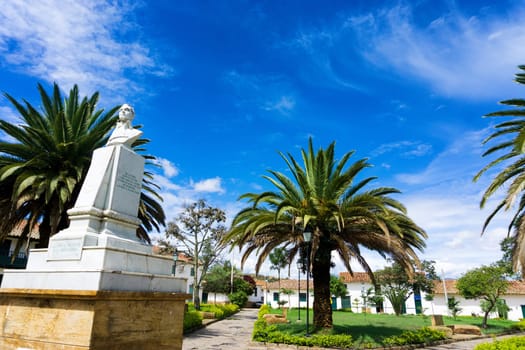 Antonio Narino plaza in the historic town of Villa de Leyva, Colombia