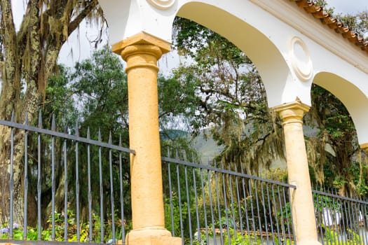 Arches and foliage in the colonial town of Villa de Leyva, Colombia