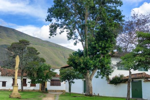 Small plaza in the colonial town of Villa de Leyva