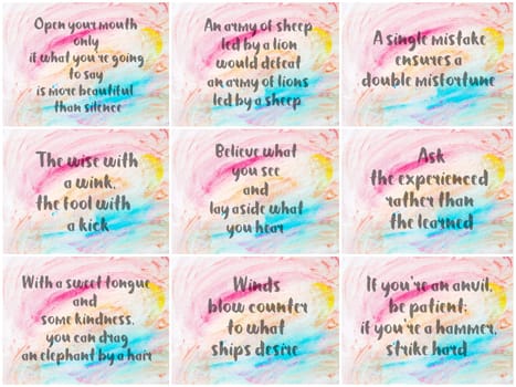 Collage of Inspirational messages over abstract water color textured backgrounds