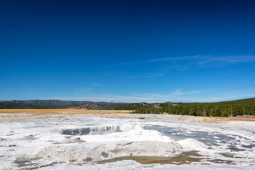Stunning landscape in Yellowstone National Park taken in the Fountain Paint Pot area