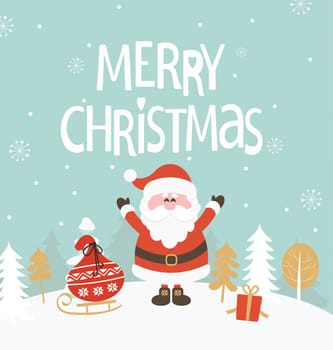Greeting Card for Christmas. Merry Christmas lettering. Vector illustration.