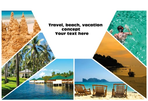 Collage of summer beach images - nature and travel locations