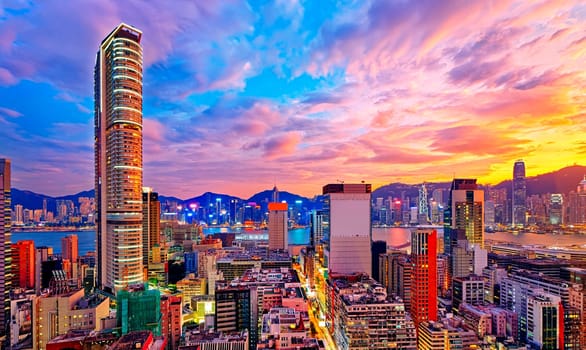 Hong Kong skyline at sunset