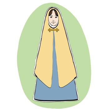 Mary the mother of Jesus, Christian Christmas character, color illustration isolated vector. Nativity scene