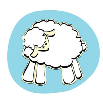 Cute Christmas or Eid al Adha sheep, color illustration isolated vector