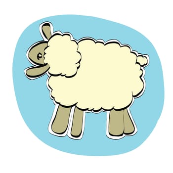 Cute Christmas or Eid al Adha sheep, color illustration isolated vector