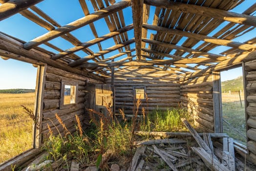 Abandoned homestead cabin in the Bighorn mountains near Buffalo, Wyoming