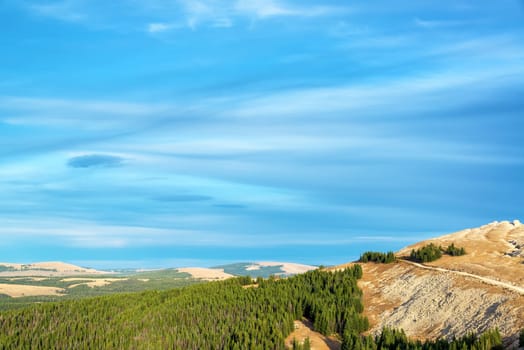 Landscape in the Bighorn Mountains near Medicine Wheel National Historic Landmark in Wyoming