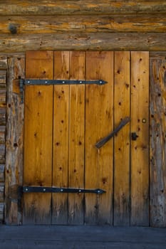 Front view of a  door of a hut in Sudtirol