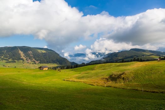 Panoramic view of a portion of promontory on Seiser Alm