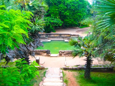 The pond at Polonnaruwa temple - medieval capital of Ceylon or Sri Lanka, Asia, UNESCO