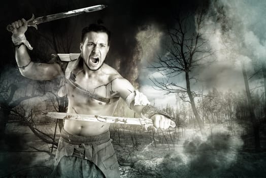 Ancient warrior or Gladiator ready to fight