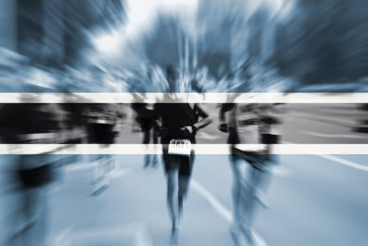 marathon runner motion blur blending with botswana flag