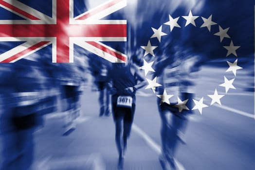 marathon runner motion blur blending with cook islands flag