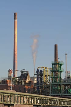 Industry park with silo and chimney