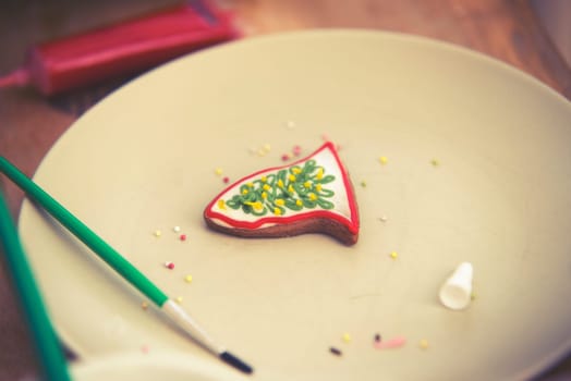 close up on making of cristmas coockie
