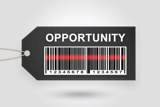 opportunity price tag with barcode and grey radial gradient background