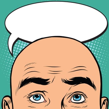 Thoughts men bald head, pop art retro vector