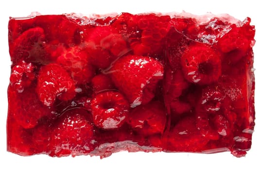 Raspberry red jelly cake seen from the top