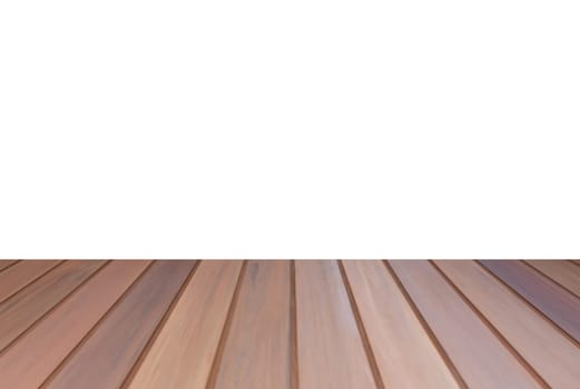Top of brown wooden table or counter isolated on white background. For product display