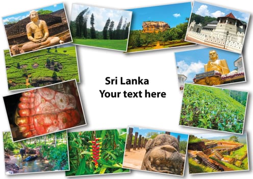Collage of images of Sri Lanka on white