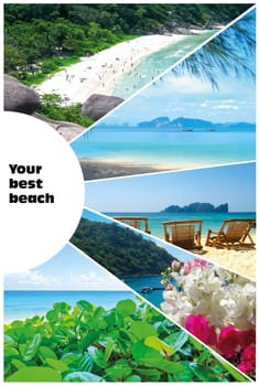 Collage of summer beach images - nature and travel locations