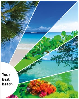 Collage of summer beach images - nature and travel locations