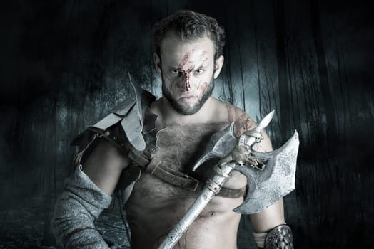 Ancient barbarian warrior or Gladiator ready to fight