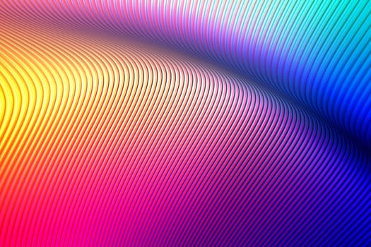 Abstract 3D illustration, twisted structure and folded into colors and shadows.