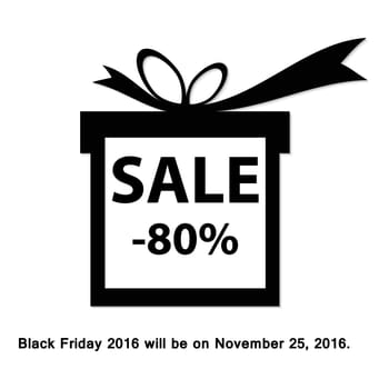 Black friday sale background. Gift icon. Vector illustration