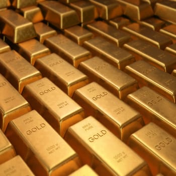 Gold Bars 1000 grams. Depth of field on the gold word.