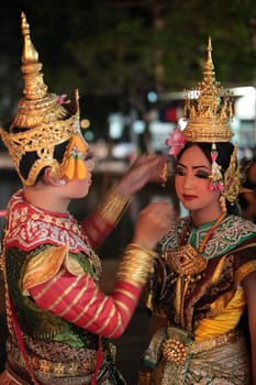 a traditional dance group in a park in the city of chiang mai in the north of Thailand in Southeastasia. ...