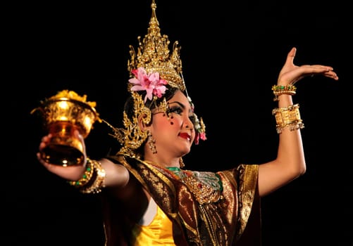 a traditional dance group in a park in the city of chiang mai in the north of Thailand in Southeastasia. ...