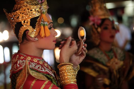 a traditional dance group in a park in the city of chiang mai in the north of Thailand in Southeastasia. ...