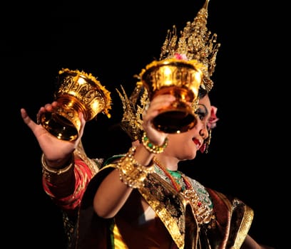 a traditional dance group in a park in the city of chiang mai in the north of Thailand in Southeastasia. ...
