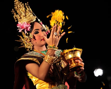 a traditional dance group in a park in the city of chiang mai in the north of Thailand in Southeastasia. ...