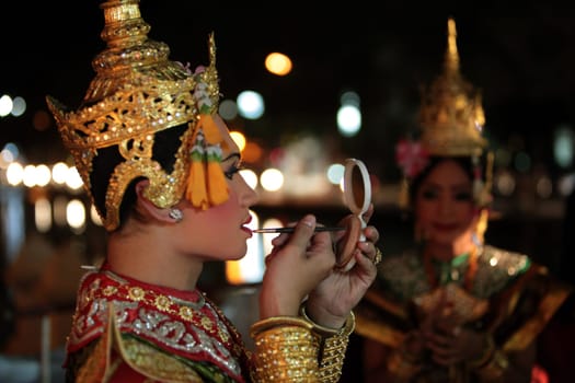 a traditional dance group in a park in the city of chiang mai in the north of Thailand in Southeastasia. ...