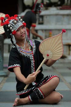 traditional Thai Dance of Aka Women at the Wat Phra That Doi Suthep Temple in the city of chiang mai in the north of Thailand in Southeastasia. ...